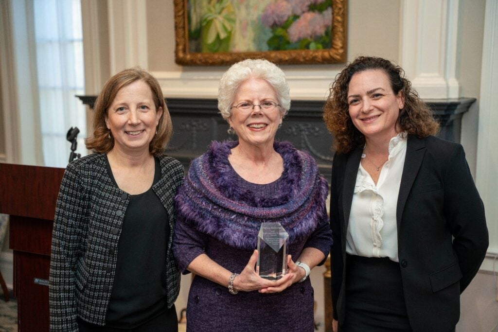 Karen Smilowitz, Patricia Mokhtarian, and Simge Küçükyavuz at the Northwestern IEMS Distinguished Alumni Award ceremony